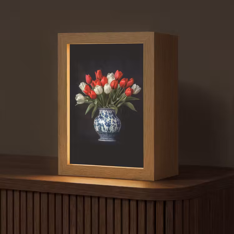 Rode - Bloemen - Tulpen - Vaas Light Box met kabel (Tafellamp) klein -z3d_website