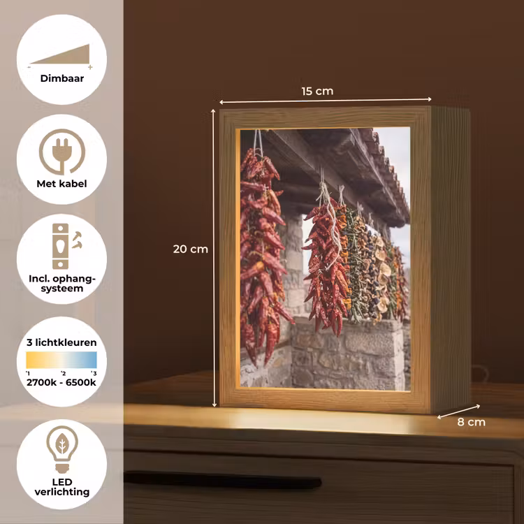 Tafellamp - Rode pepers - Eten - Rode pepers - Eten Light Box met kabel (Tafellamp) klein