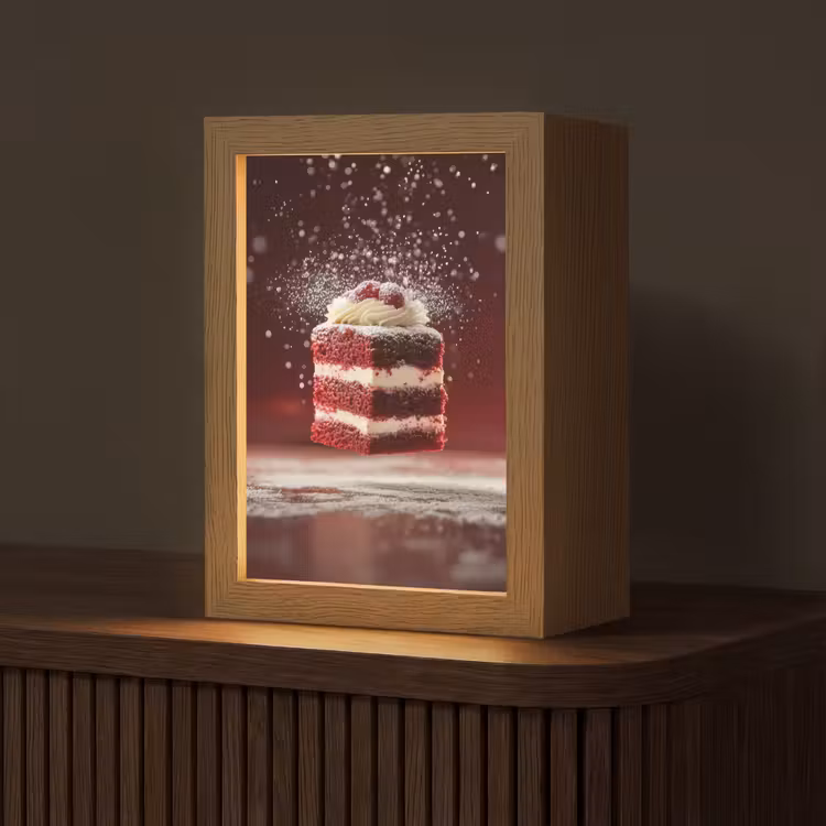 Rode - Velvet - Taart - Eten Light Box met kabel (Tafellamp) klein -z3d_website