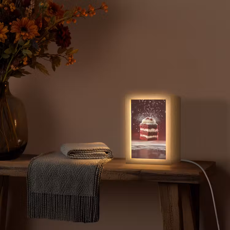 Rode - Velvet - Taart - Eten Light Box met kabel (Tafellamp) klein -sfeer4
