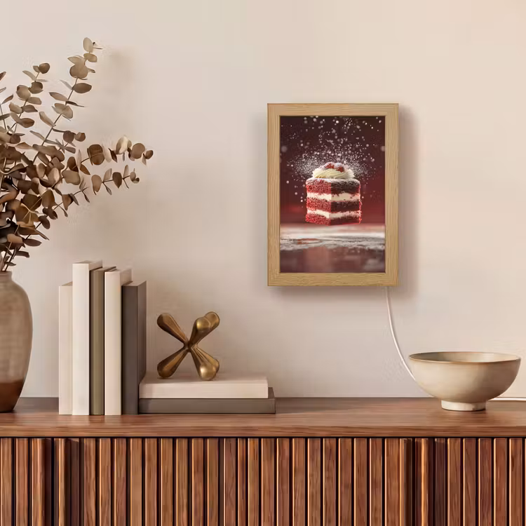 Rode - Velvet - Taart - Eten Light Box met kabel (Tafellamp) klein -sfeer2
