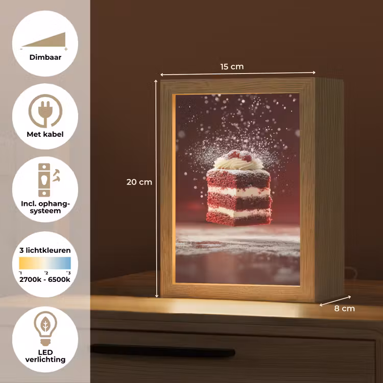 Rode - Velvet - Taart - Eten Light Box met kabel (Tafellamp) klein -USP_NL