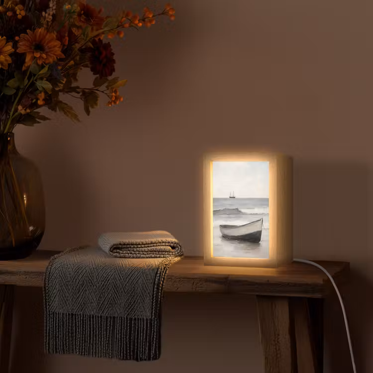 Roeiboot - Zee - Horizon Light Box met kabel (Tafellamp) klein -sfeer4