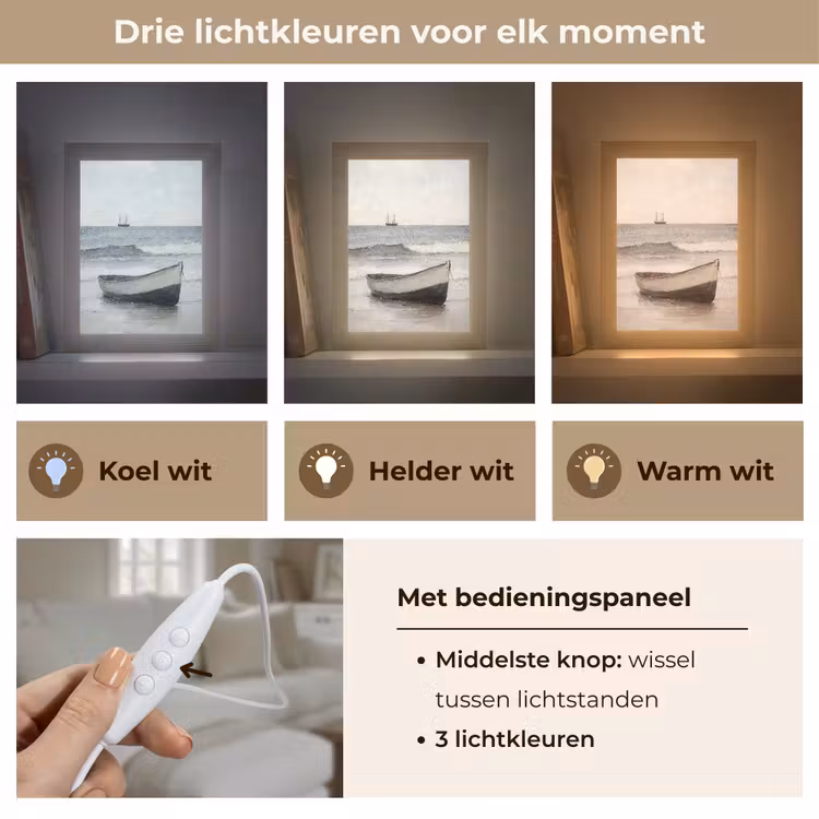 Roeiboot - Zee - Horizon Light Box met kabel (Tafellamp) klein -USP_lichtkleurNL