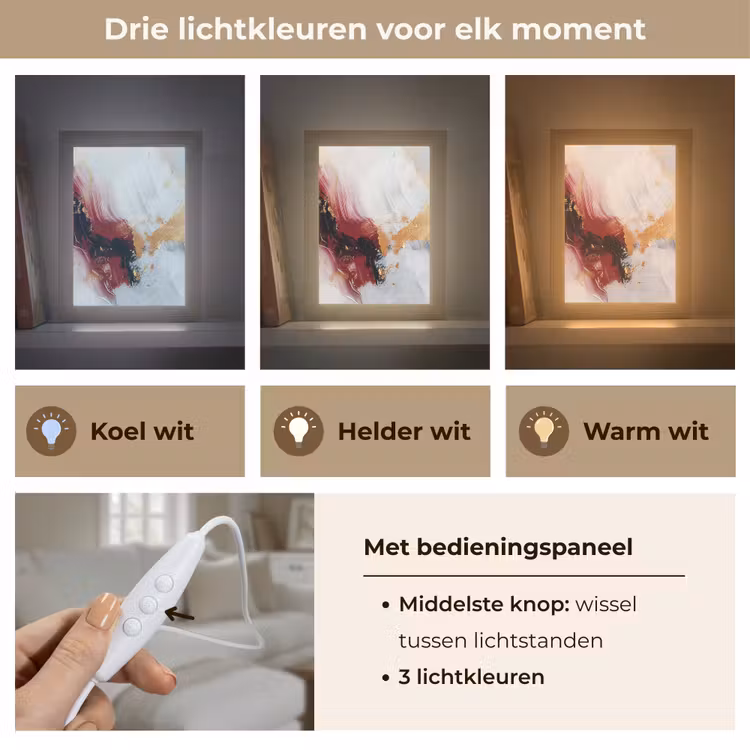 Rood - Abstract - Goud - Modern Light Box met kabel (Tafellamp) klein -USP_lichtkleurNL