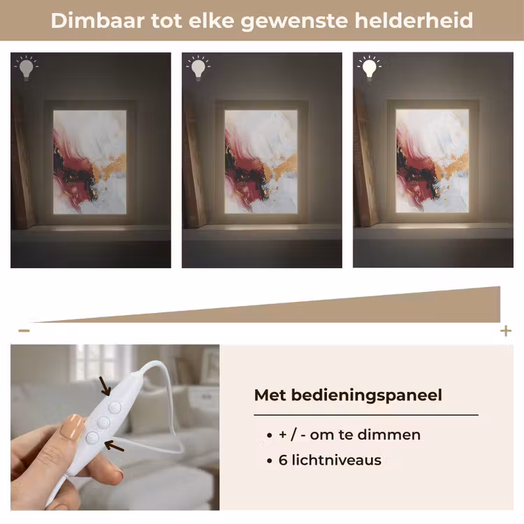 Rood - Abstract - Goud - Modern Light Box met kabel (Tafellamp) klein -USP_dimbaarNL