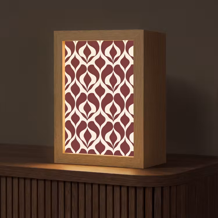Rood - Druppelpatroon - Grafisch Light Box met kabel (Tafellamp) klein 925 -z3d_website