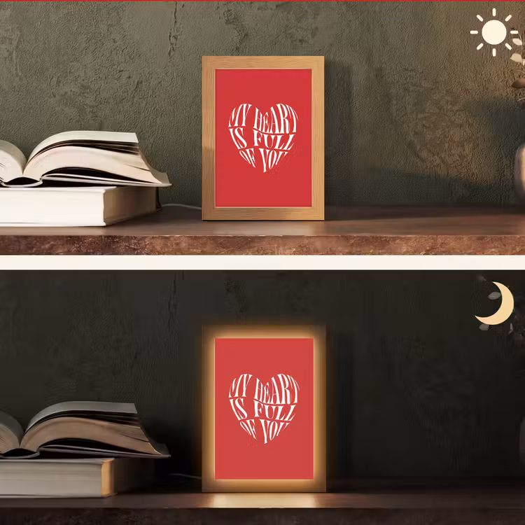 Rood - Hart- Tekst - Valentijn Light Box met kabel (Tafellamp) klein -sfeer3