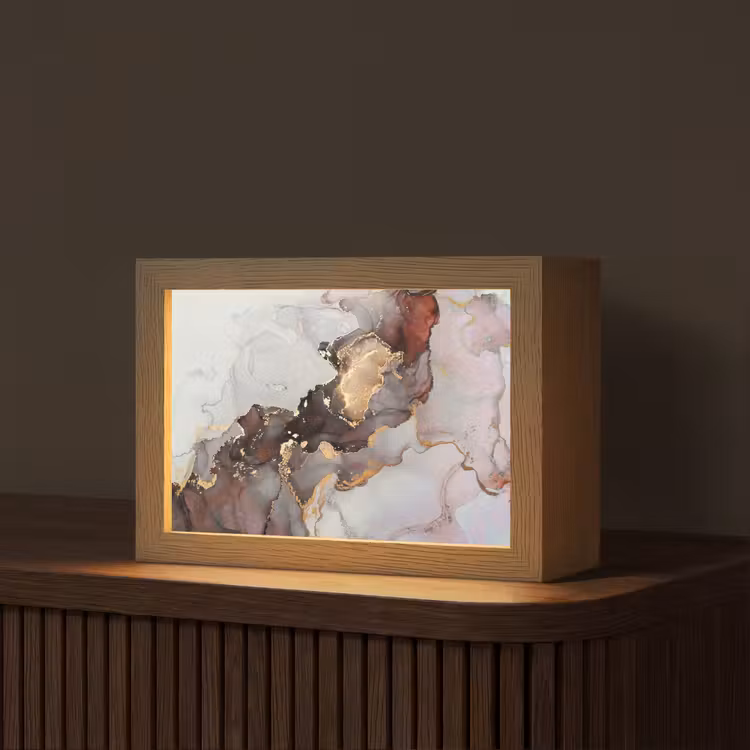 Rood - Marmer - Goud Light Box met kabel (Tafellamp) klein -z3d_website