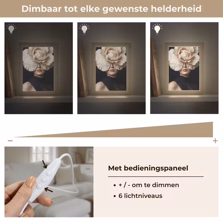 Roos - Tijdloos - Zwart Light Box met kabel (Tafellamp) klein -USP_dimbaarNL