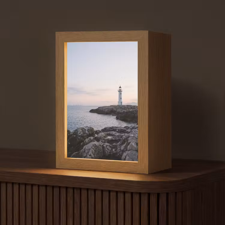 Rotsen - Vuurtoren - Wit Light Box met kabel (Tafellamp) klein -z3d_website