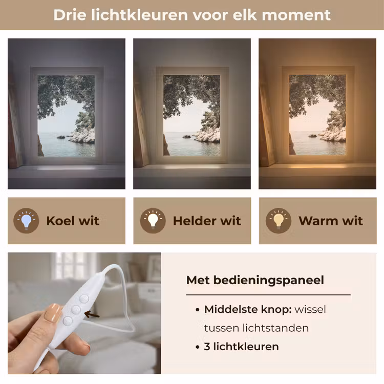 Rotsen - Zee - Boom - Groen Light Box met kabel (Tafellamp) klein -USP_lichtkleurNL