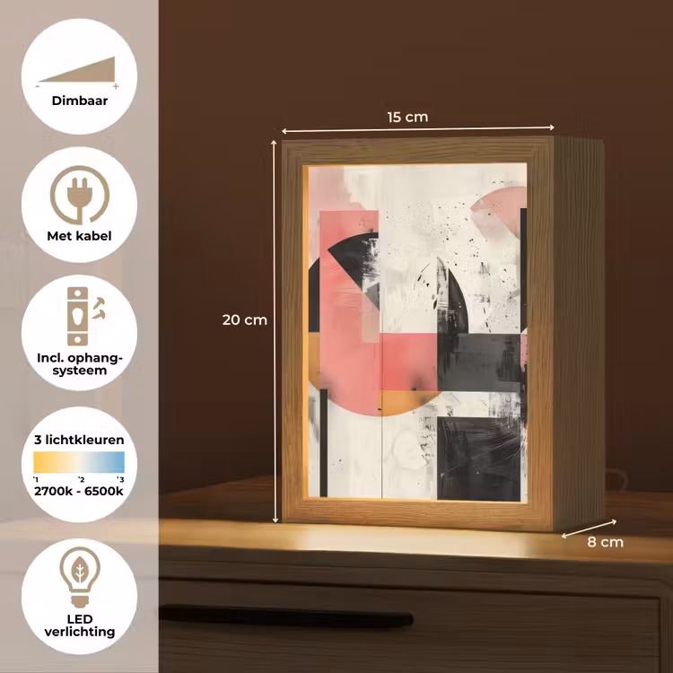 Roze - Abstract - Aesthetic - Modern - Vormen Light Box met kabel (Tafellamp) klein -USP_NL