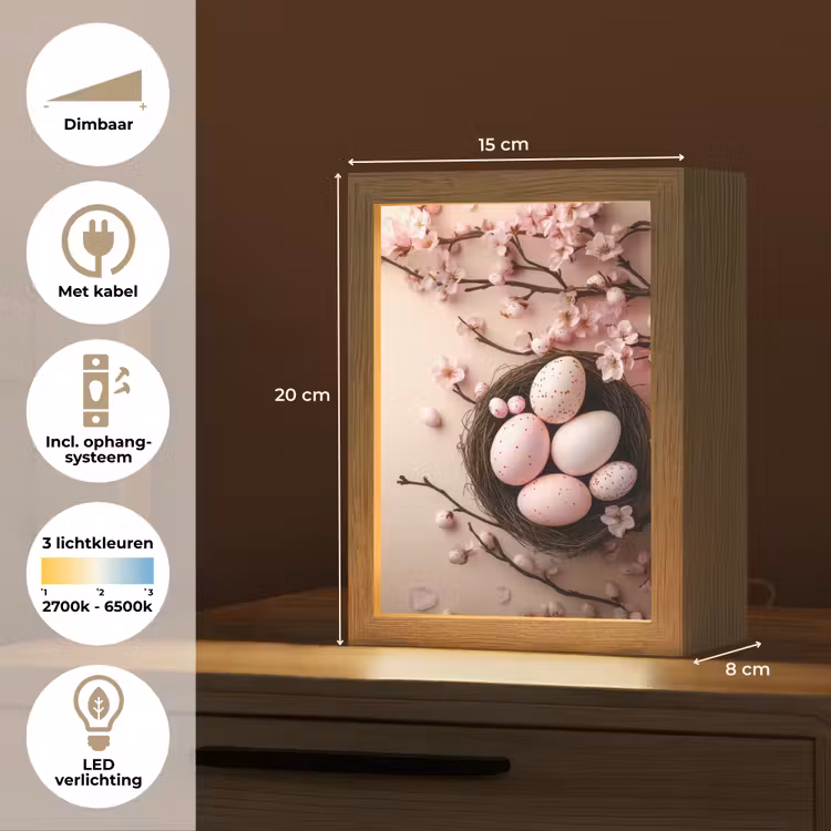 Roze - Bloesems - Eieren Light Box met kabel (Tafellamp) klein -USP_NL