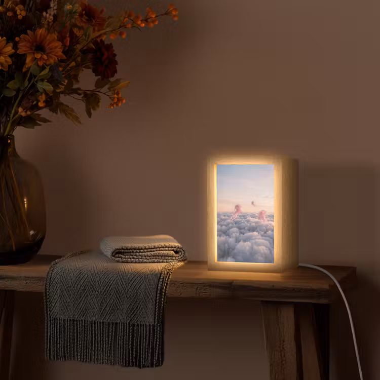 Tafellamp - Roze dier - Wolken - Roze dier - Wolken Light Box met kabel (Tafellamp) klein