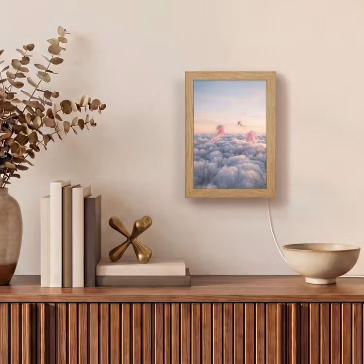 Tafellamp - Roze dier - Wolken - Roze dier - Wolken Light Box met kabel (Tafellamp) klein