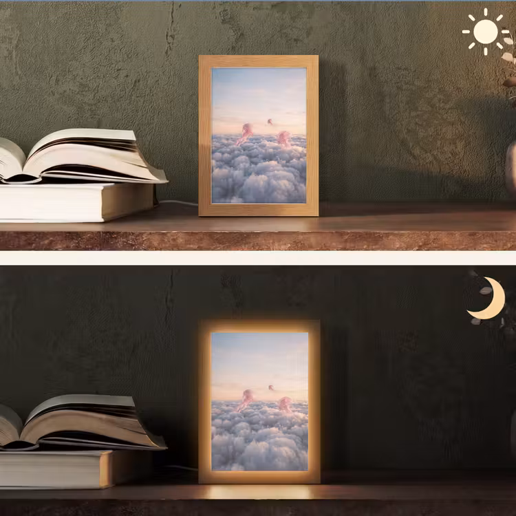 Tafellamp - Roze dier - Wolken - Roze dier - Wolken Light Box met kabel (Tafellamp) klein