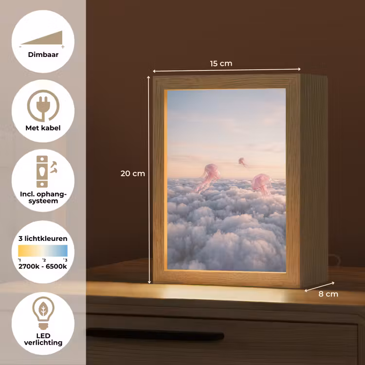 Tafellamp - Roze dier - Wolken - Roze dier - Wolken Light Box met kabel (Tafellamp) klein