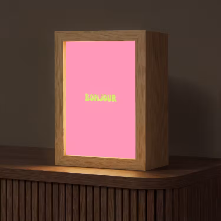 Roze - Groene bonjour - Organisch Light Box met kabel (Tafellamp) klein -z3d_website