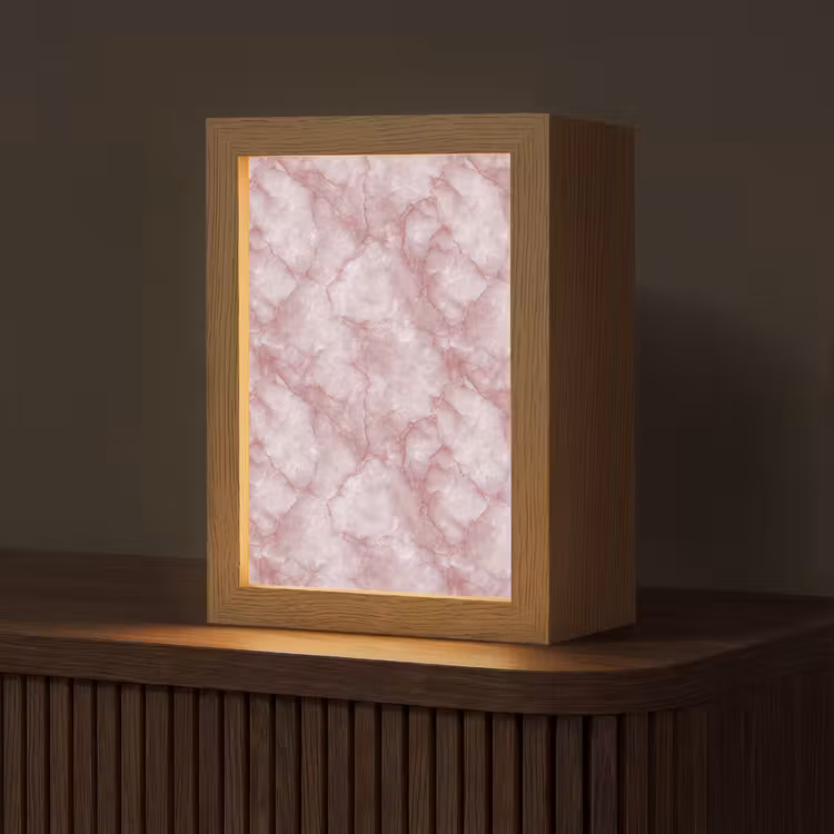 Roze - Kwartsmarmer - Aders Light Box met kabel (Tafellamp) klein 925 -z3d_website