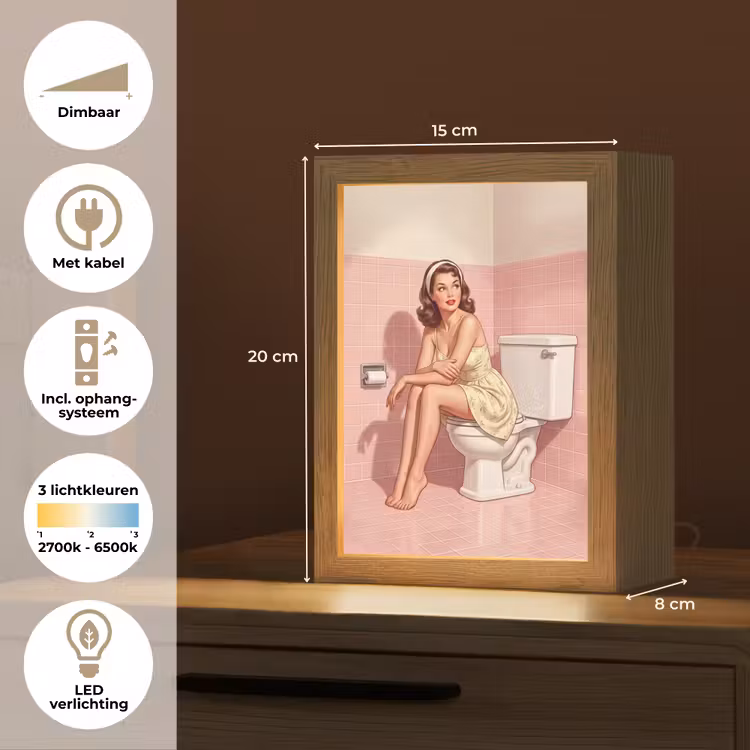 Roze - Retro - Vrouw Light Box met kabel (Tafellamp) klein -USP_NL