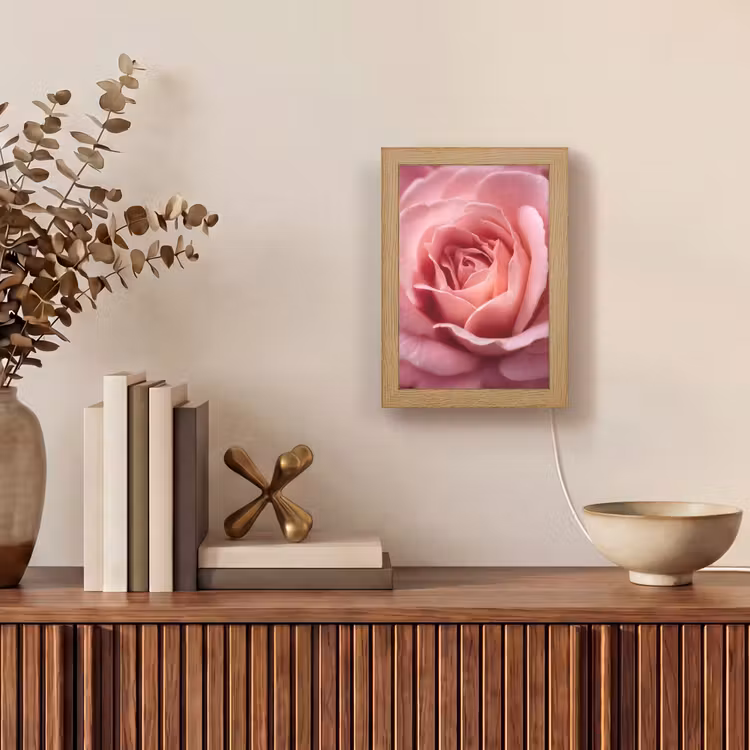Roze - Roos - Romantisch Light Box met kabel (Tafellamp) klein -sfeer2