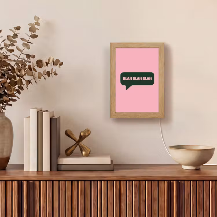 Roze - Tekstwolk - Groen - BLAH BLAH BLAH Light Box met kabel (Tafellamp) klein -sfeer2