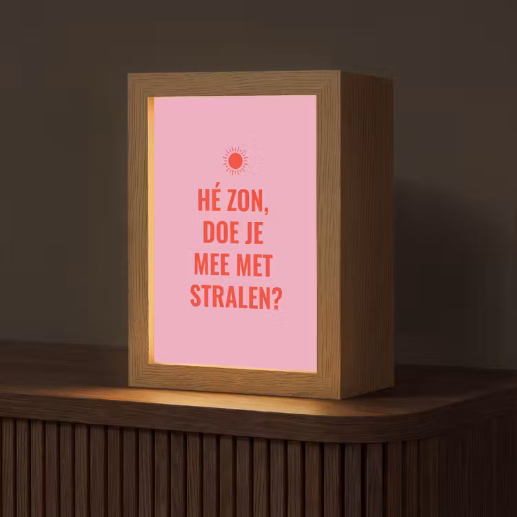 Roze - Zon - Quote Light Box met kabel (Tafellamp) klein -z3d_website