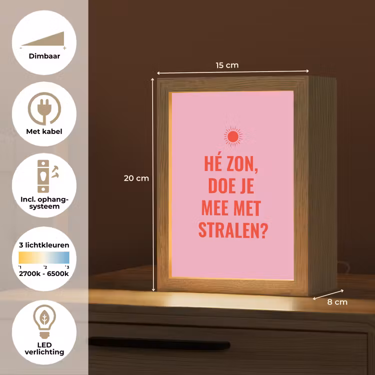 Roze - Zon - Quote Light Box met kabel (Tafellamp) klein -USP_NL