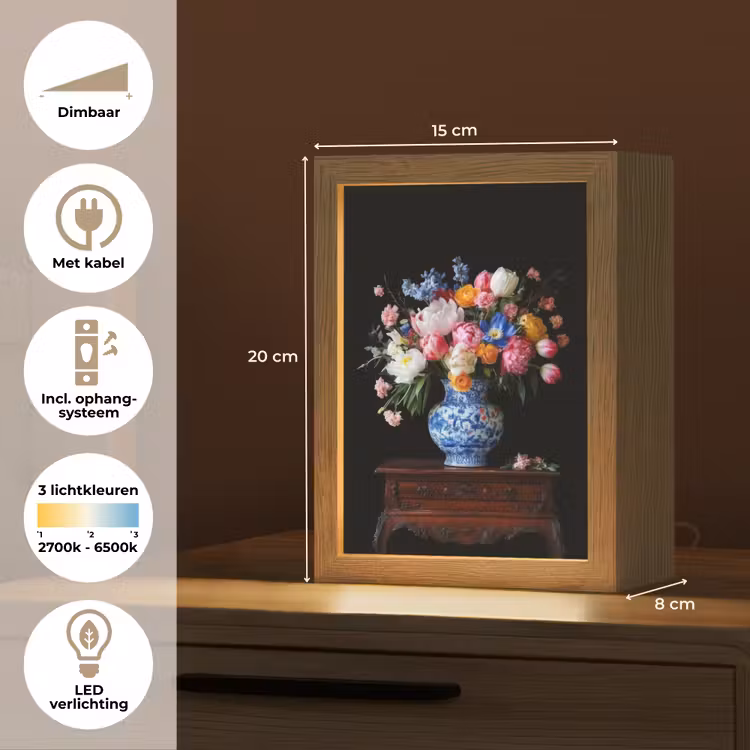 Rozen - Bloemen - Vaas - Boeket Light Box met kabel (Tafellamp) klein -USP_NL