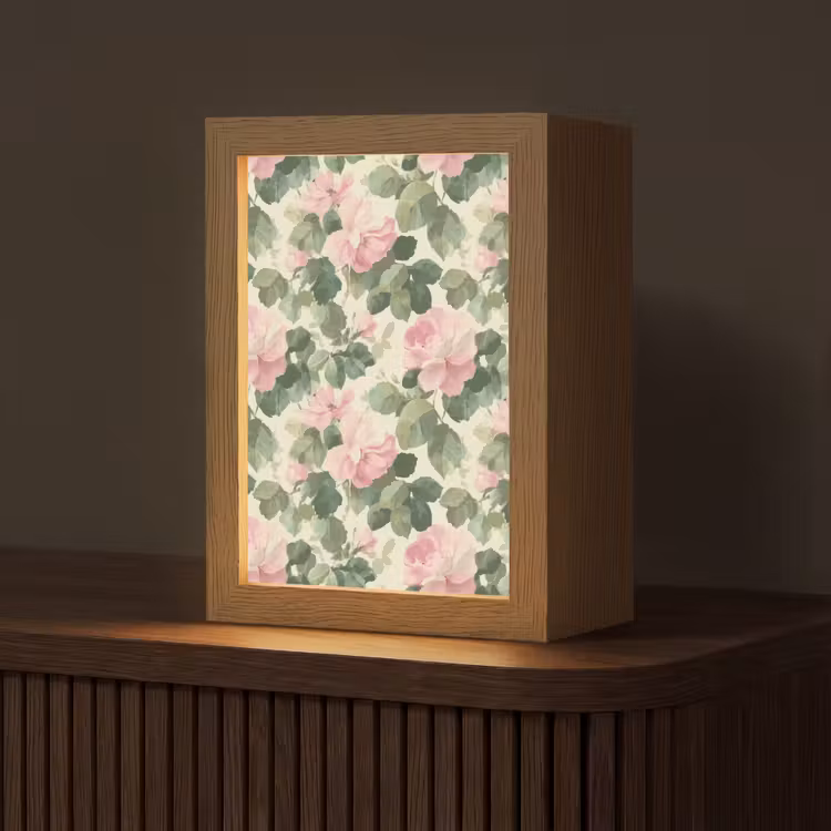 Rozen - Botanisch - Roze Light Box met kabel (Tafellamp) klein 925 -z3d_website