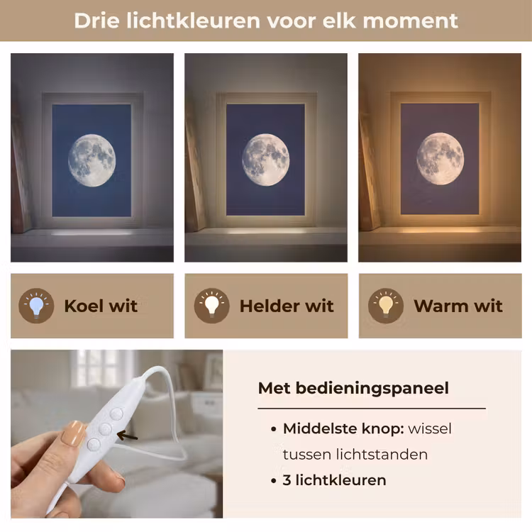 Ruimte - Maan - Kosmos Light Box met kabel (Tafellamp) klein -USP_lichtkleurNL