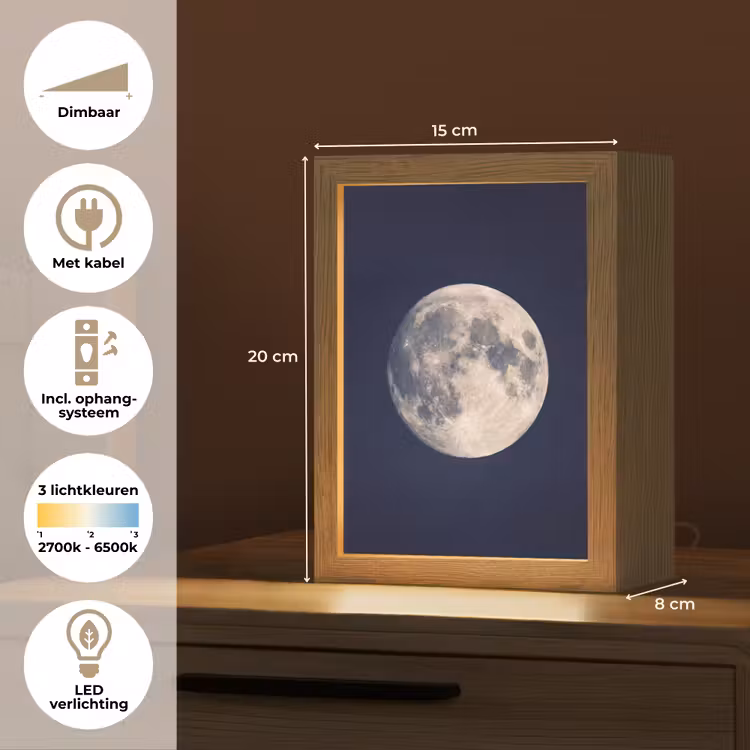 Ruimte - Maan - Kosmos Light Box met kabel (Tafellamp) klein -USP_NL