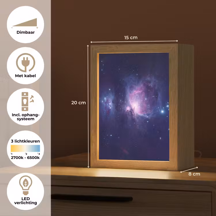 Ruimte - Sterren - Kleurrijk Light Box met kabel (Tafellamp) klein -USP_NL