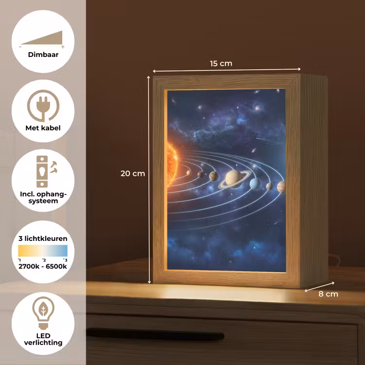 Ruimte - Zonnestelsel - Blauw Light Box met kabel (Tafellamp) klein -USP_NL