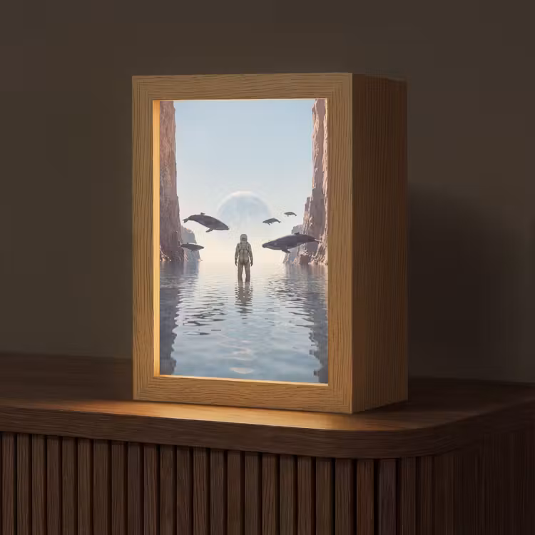 Tafellamp - Ruimtevaarder - Walvis - Fantasie - Ruimtevaarder - Walvis - Fantasie Light Box met kabel (Tafellamp) klein