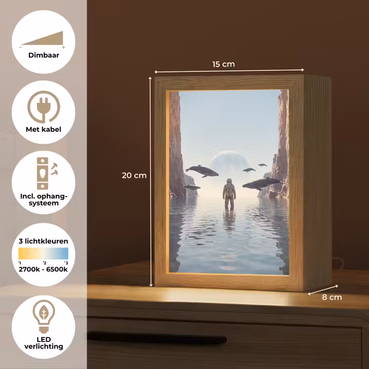 Tafellamp - Ruimtevaarder - Walvis - Fantasie - Ruimtevaarder - Walvis - Fantasie Light Box met kabel (Tafellamp) klein