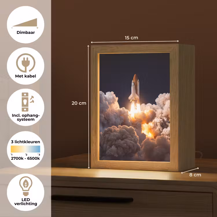 Tafellamp - Ruimtevaartuig - Lancering - Sterren - Ruimtevaartuig - Lancering - Sterren Light Box met kabel (Tafellamp) klein