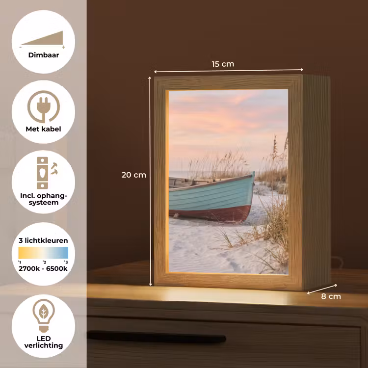 Rustiek - Roeiboot - Zandstrand Light Box met kabel (Tafellamp) klein -USP_NL