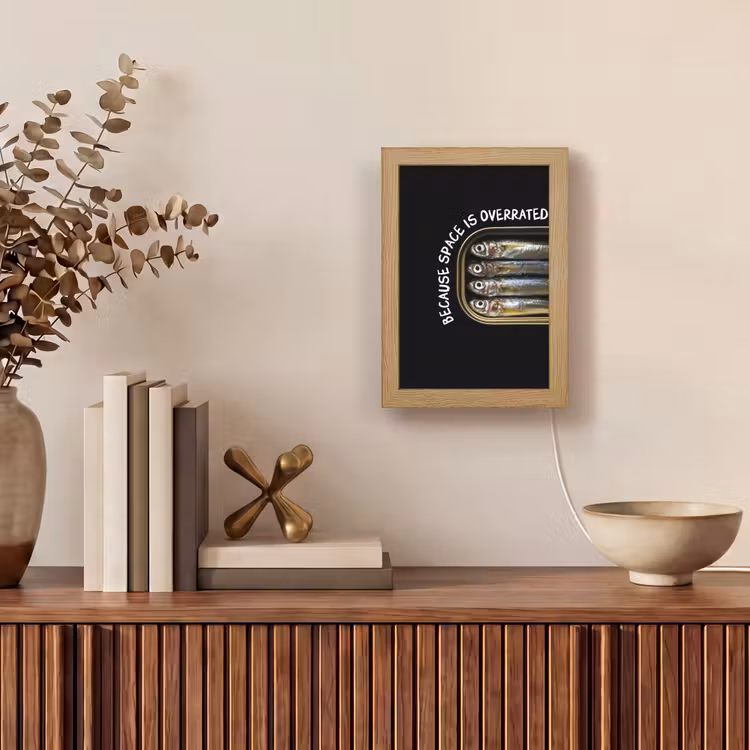 Sardines - Tekst - Vis - Blik Light Box met kabel (Tafellamp) klein -sfeer2