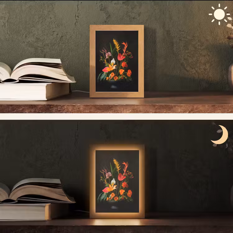 Schaal - Boeket - Bloemen Light Box met kabel (Tafellamp) klein -sfeer3