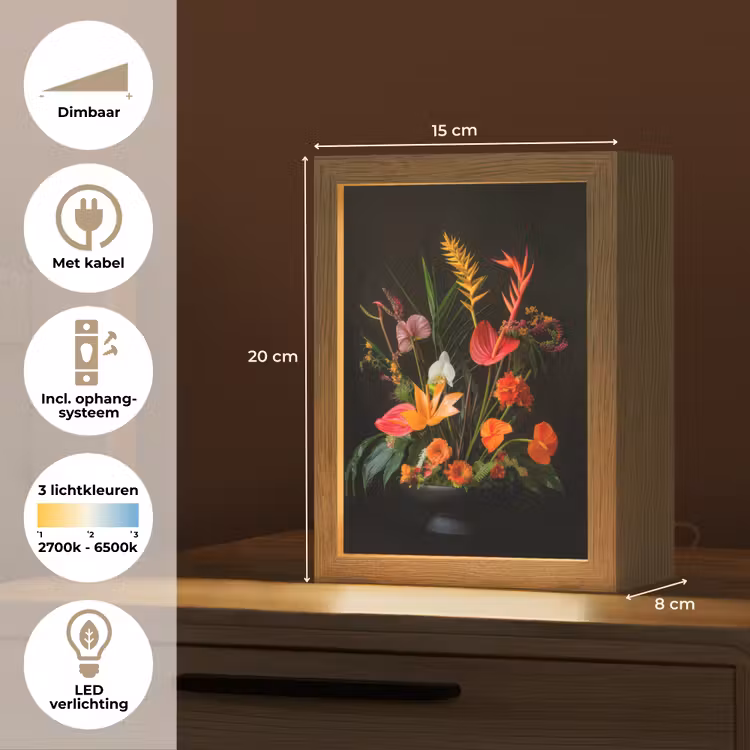 Schaal - Boeket - Bloemen Light Box met kabel (Tafellamp) klein -USP_NL
