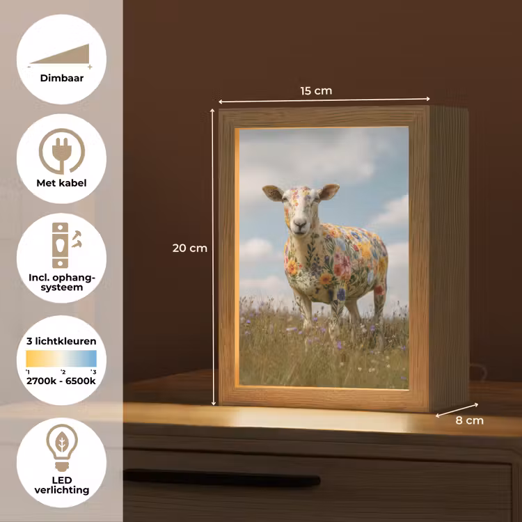 Schaap - Bloemen - Weide Light Box met kabel (Tafellamp) klein -USP_NL