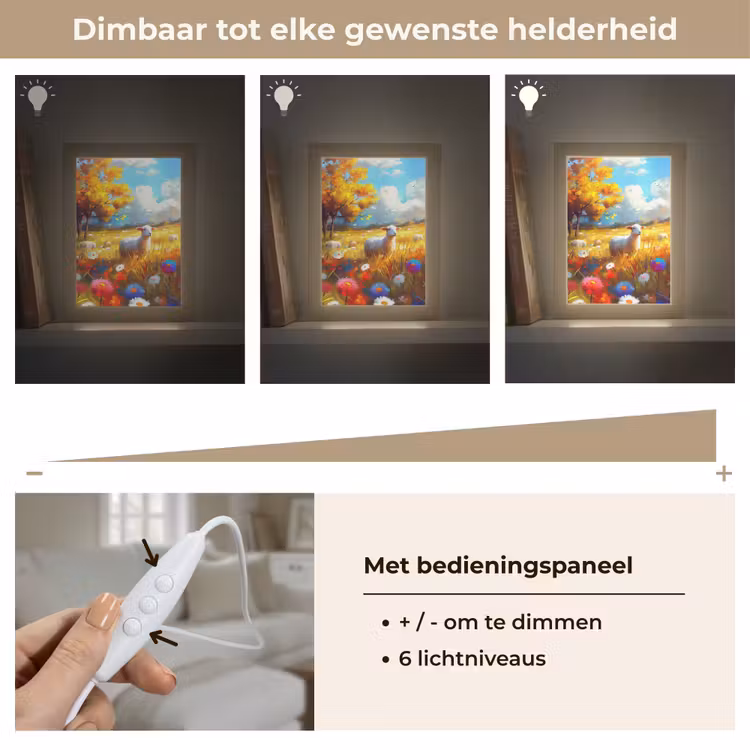 Schaap - Weide - Bloemen Light Box met kabel (Tafellamp) klein -USP_dimbaarNL