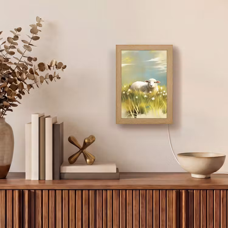 Schaap - Weide - Groen Light Box met kabel (Tafellamp) klein -sfeer2
