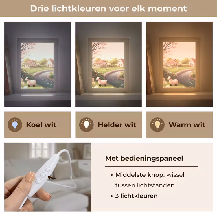 Schapen - Huisje - Platteland Light Box met kabel (Tafellamp) klein -USP_lichtkleurNL