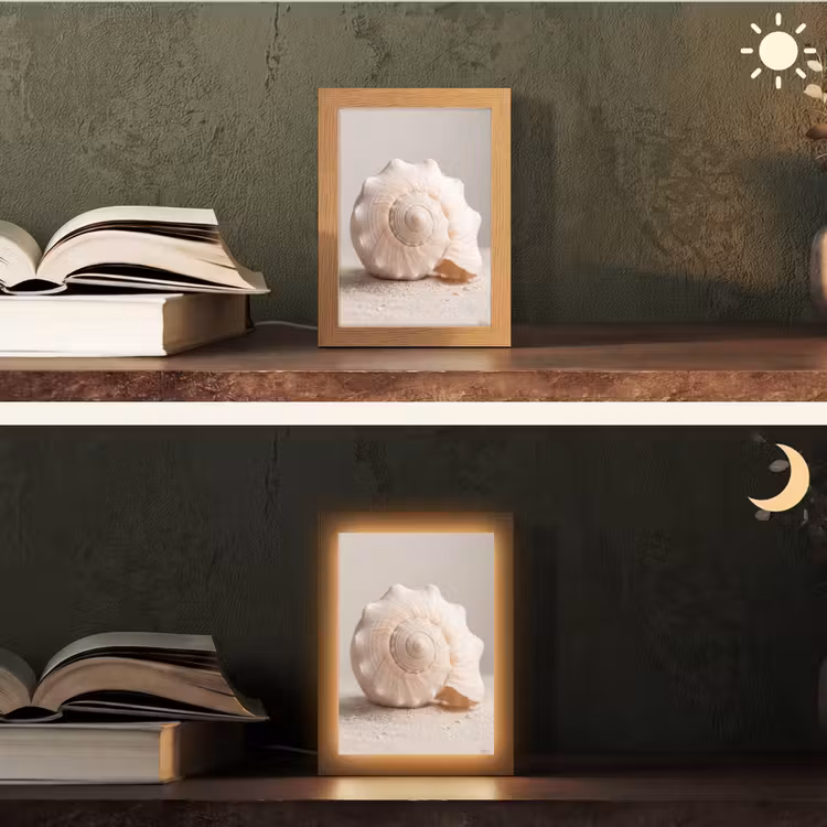 Schelp - Detail - Beige Light Box met kabel (Tafellamp) klein -sfeer3
