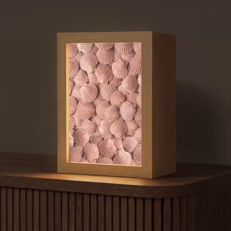Schelpen - Patroon - Roze Light Box met kabel (Tafellamp) klein -z3d_website