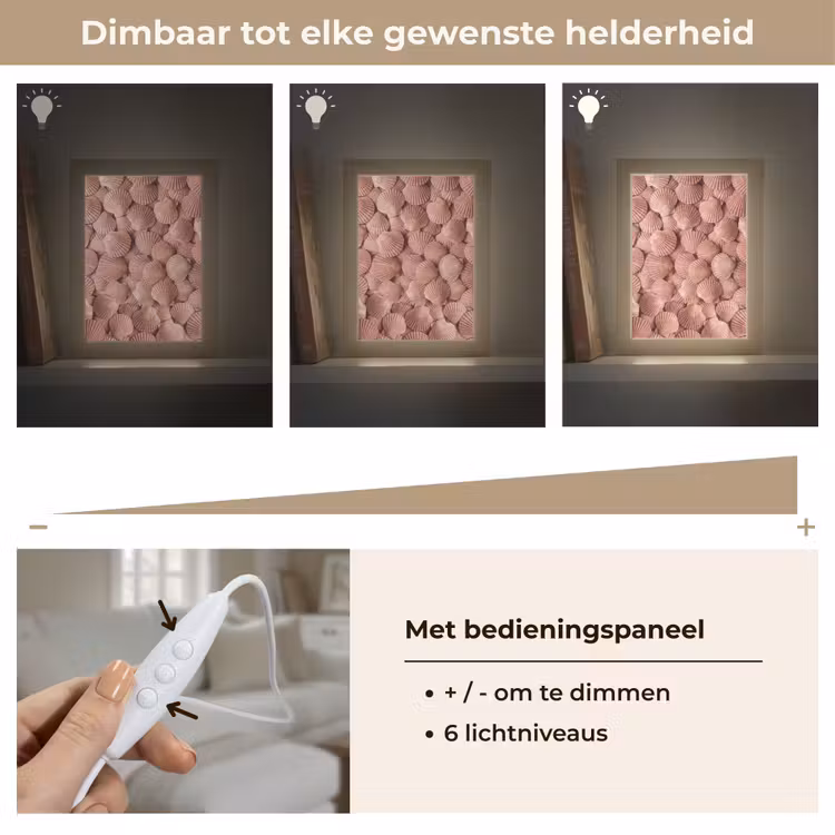 Schelpen - Patroon - Roze Light Box met kabel (Tafellamp) klein -USP_dimbaarNL