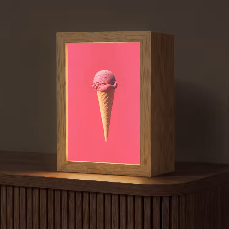 Schepijs - Roze - Hoorntje Light Box met kabel (Tafellamp) klein -z3d_website